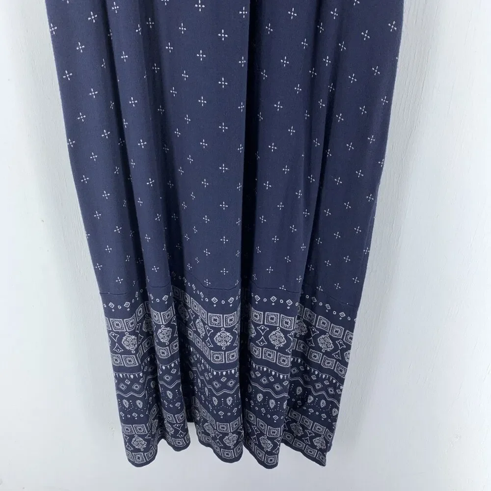 Vtg Old Navy Womens Small Maxi Dress Boho Hippie Peasant Festival Blue White Y2K - Picture 2 of 7